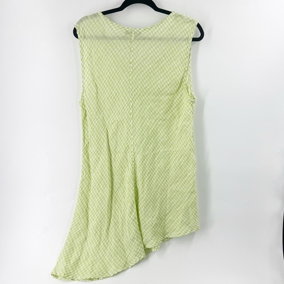 ✅ FLAX Designs Linen Airy Tunic PEAR GINGHAM SIZE LARGE GREEN/WHITE ASYMETRICAL - Picture 2 of 5